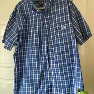 Chaps Men's Blue Plaid Button Down Shirt